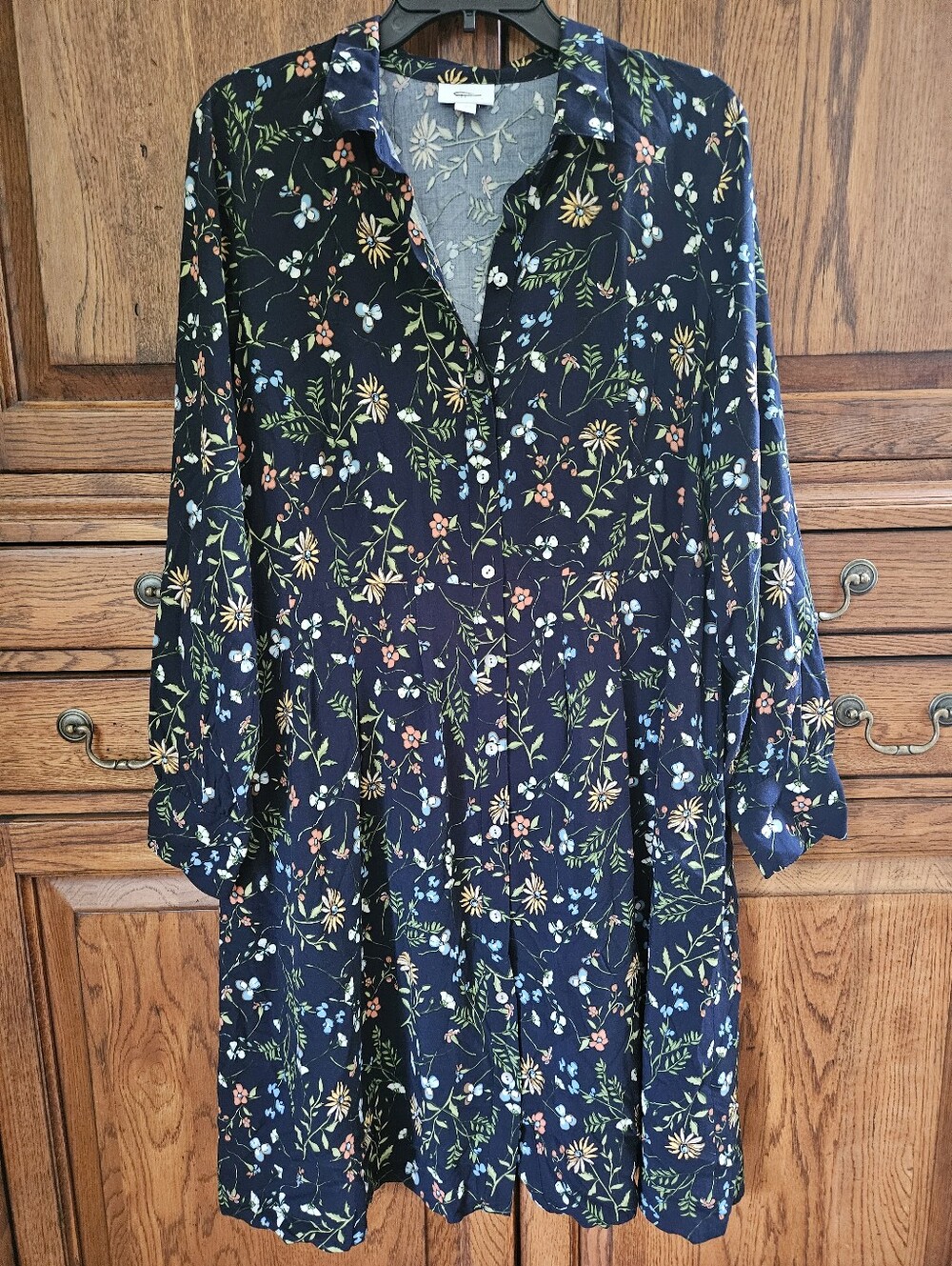 J. Jill Long Sleeve Floral Shirt Dress Size M